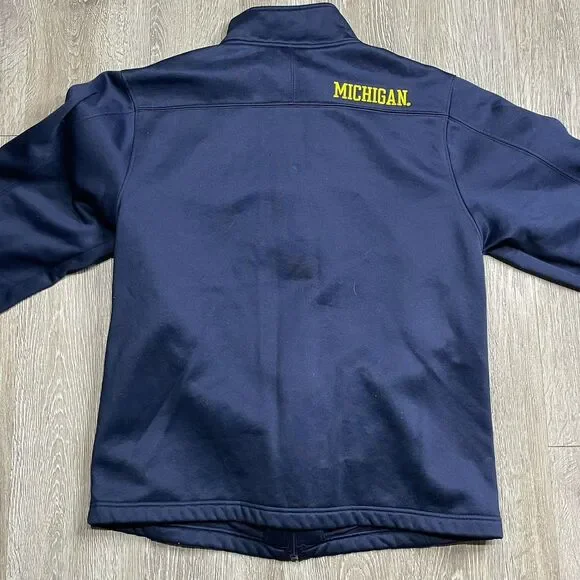 Michigan Wolverines Full Zip Jacket Size Large Blue Genuine Stuff - Picture 2 of 4